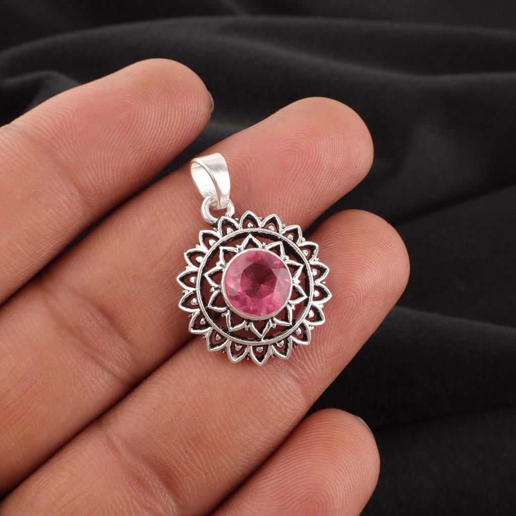 Pink Tourmaline Gemstone Jewelry, 925 Sterling Silver Pendant, Handmade Gorgeous Jewelry, Designer Pendant Gift For Women