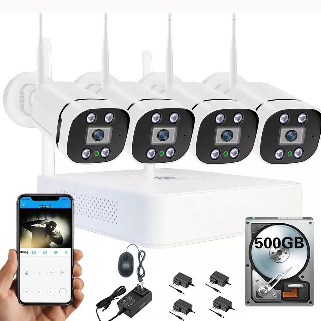 4/8-Channel WiFi Surveillance Kit with NVR and HD Cameras, White/Dual Light Night Vision