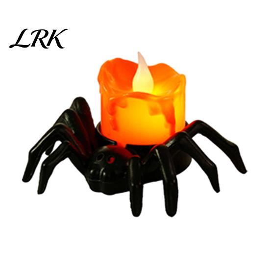 Halloween Party Supplies for Kids Spider Tea Light Candle, Battery Operated Flameless Flickering LED Fake Tealight Candles Spooky Eyeball Skull