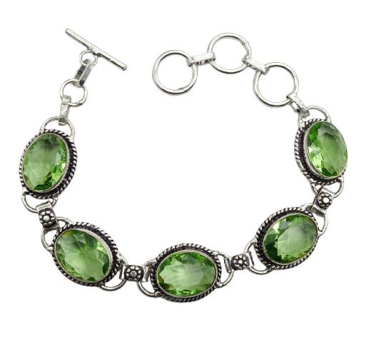 Peridot Gemstone Silver Plated Handmade Bracelet Jewelry BR 57