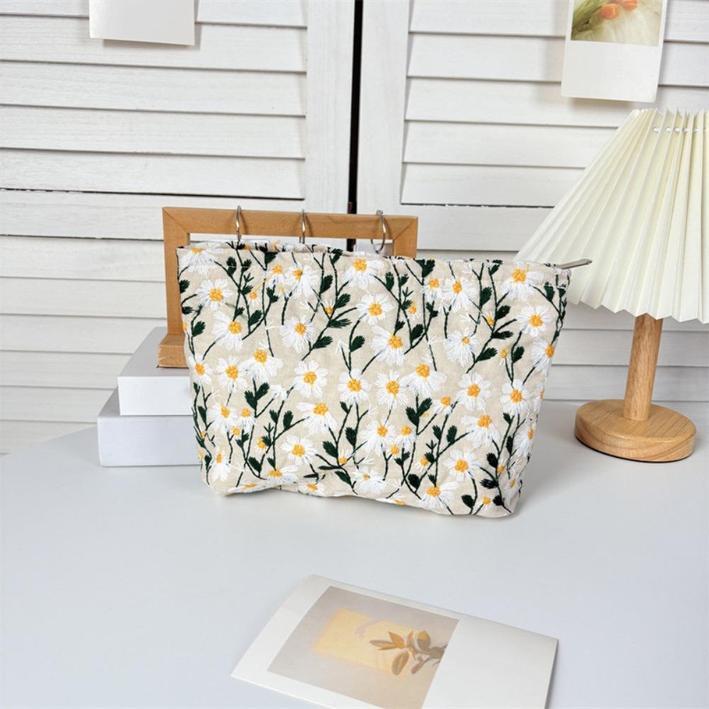 Dustproof Embroidered Cosmetic Bag Large Capacity Pencil Case Simple Cosmetic Storage Bag Travel