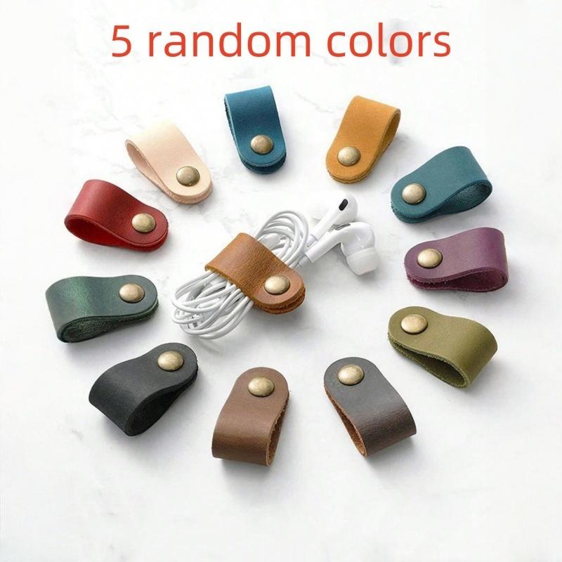 

5/10pcs random color heart-shaped PU leather cable storage set easy to manage headphone cable, perfect for travel and daily use
