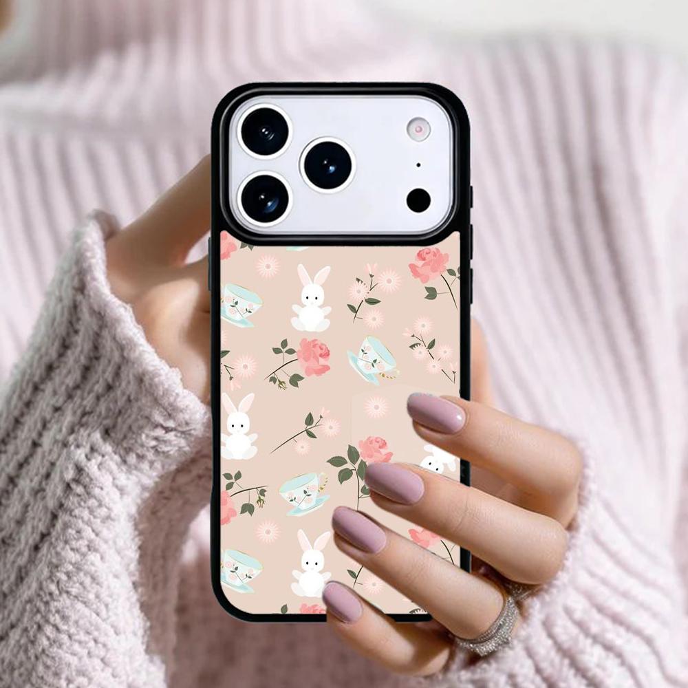 Cute Bunny Rabbit Phone Case For Apple iPhone 17 Air 16E 15 14 Plus 13 12 11 Pro Max Mini Funda Cover