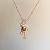 Collana con Ciondolo Cavallo Zodiacale Placcata Oro 18k - Elegante Design a Cielo Stellato, Delicata Catena per la Clavicola.