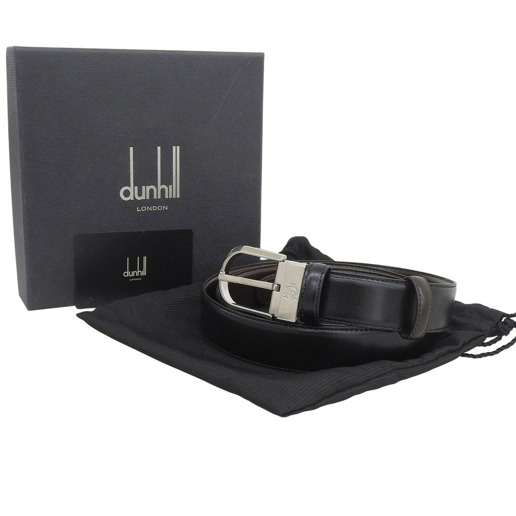 Excellent Dunhill belt reversible black leather mens Used