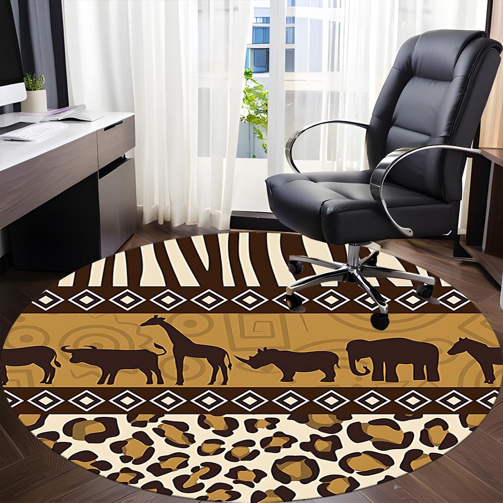 1pc African Giraffe Stripes Office Round Area Rug, Under Office Chairs Bedroom Living Room Home Decor, Room Deco