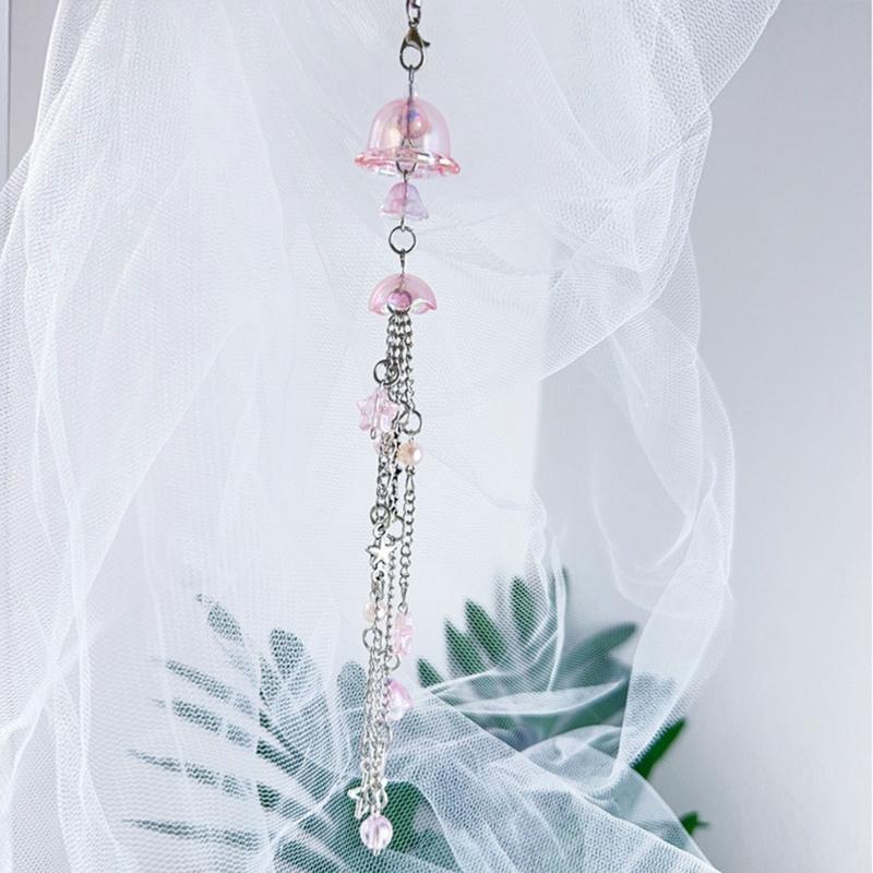 Cute Bead Pendant Phone Chain Y2K Style Fashion Purple Fringe Heart Star Bead Phone Lanyard for Girls Women Backpack