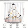 1Pc Cartoon Cat Shower Curtain - Fun Bathing Cats & Kittens, Polyester, 12 Hooks, Whimsical Bathroom Decor For Cat Lovers