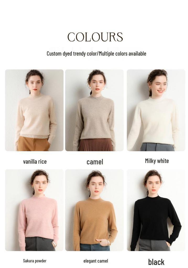 Lekasha Women's Cashmere Half-High Collar Warm Layer Top