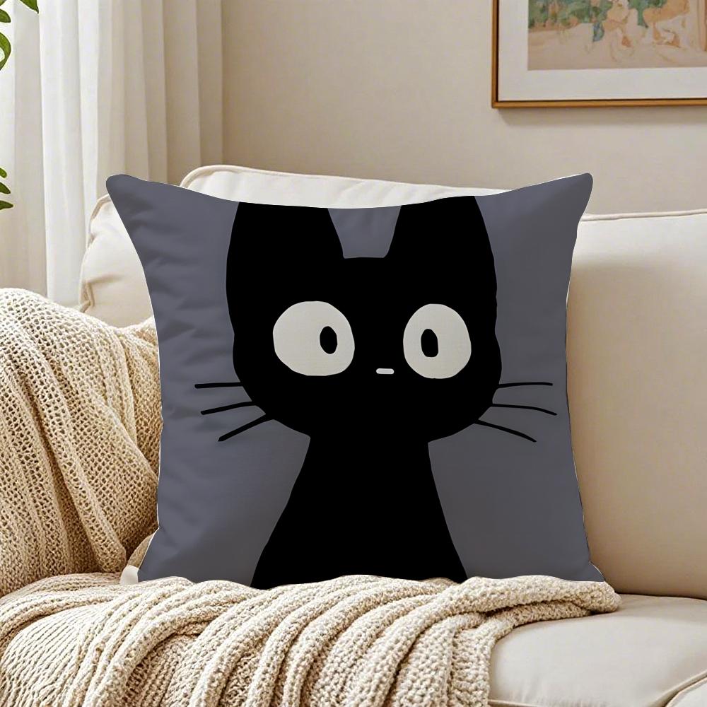 Cute Romantic Art Little Black Cat Couple Cushion Cover Pillowcase Antidustmite Living Room Sofa Decor Cushion Room