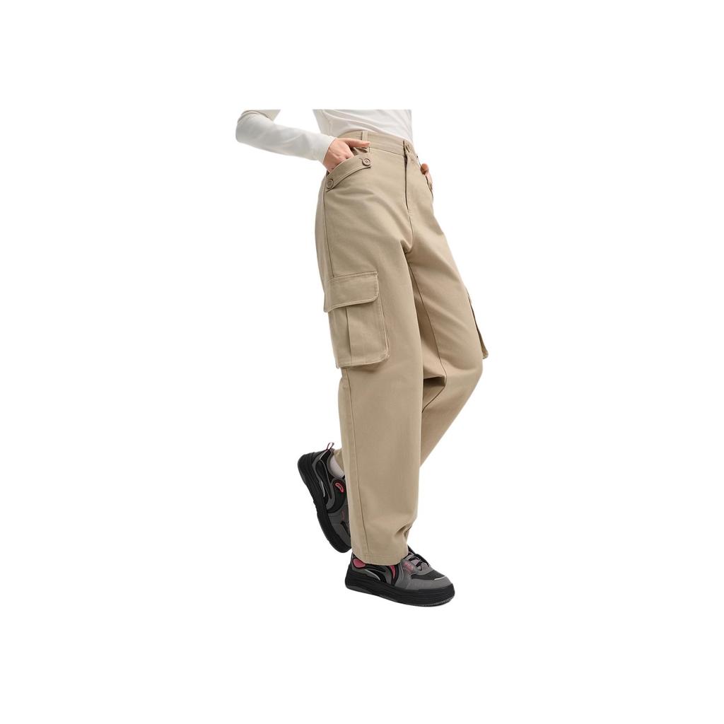FILA Fleece Woven Casual Versatile Multi-Pocket Cargo Pants Women pants Beige F11W519801FBG