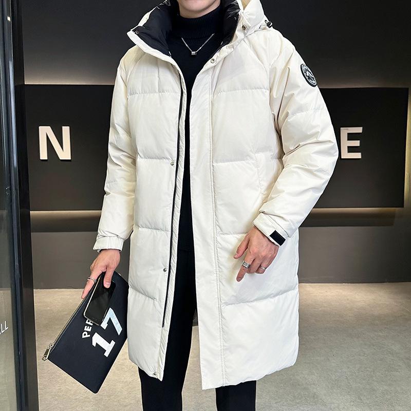 Men's High-Quality Thickened Down Jacket: Winter White Duck Down Hooded Outerwear - Trendy Casual Workwear.