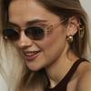 European and American 1111 small frame sunglasses sunglasses double beam oval sunglasses women's concave shape light luxury style