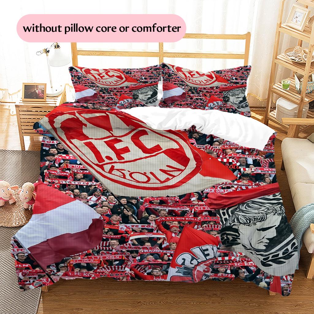 Köln FC Pattern Bedding Home Decoration Birthday Gift (1 * duvet cover + 2 * pillowcase, without core)