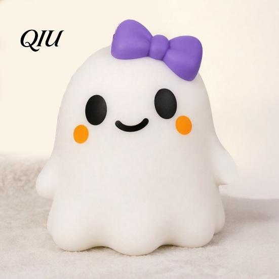 Stress Relief Gadget Halloween Bow Ghost Squeeze Toy, Cartoon Sensory Anxiety Toy Soft Stretchy Party Favors for Adults Kids