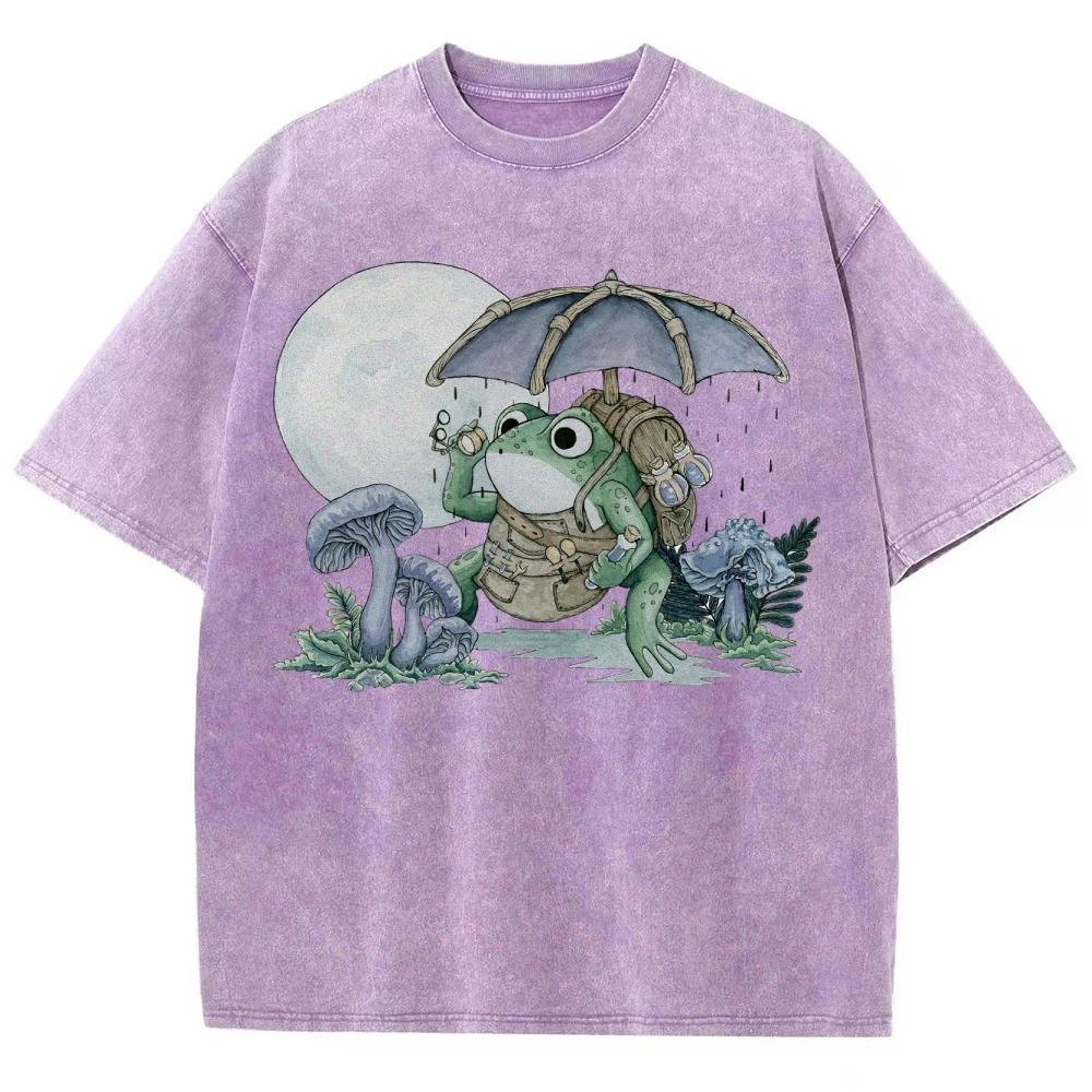 Graphic Short Sleeve Y2K Style Women's T-Shirts Frog Umbrella Pattern Print Top Cheap Items Unisex Fit Clothes Trendy