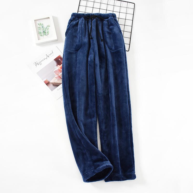 Men's Autumn and Winter Plus Size Padded and Thickened Loose Home Trousers Straight Warm Simple Leisure Trousers