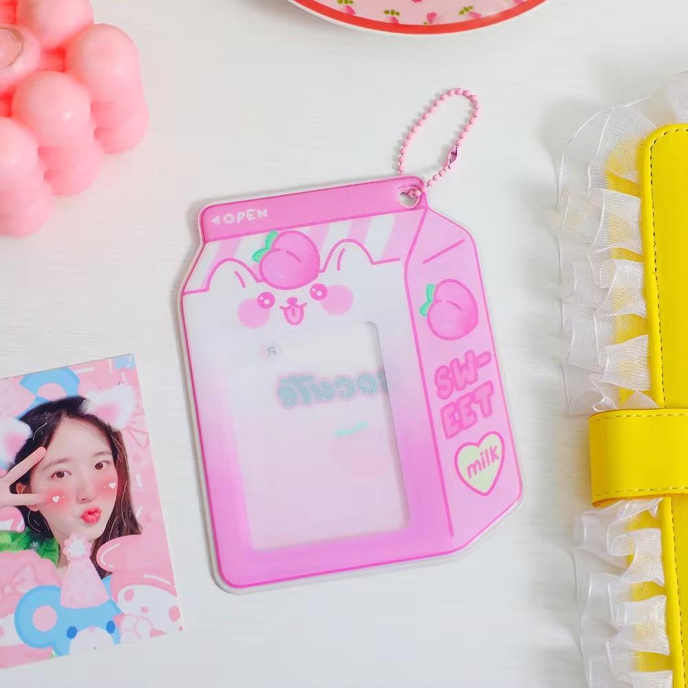 Kawaii Milk Bottle Pocard Holder 3inch Korea Card Set Cartoon Cute Po Star Chasing Student Girl Bus Card Storage