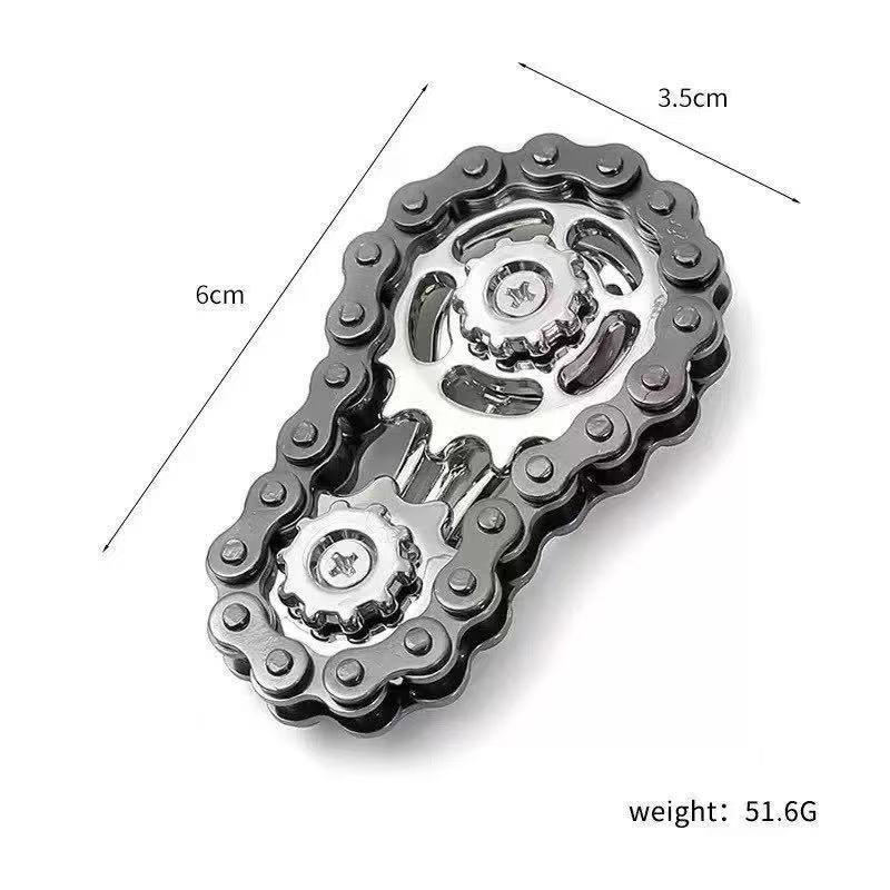 Finger Chain Fidget Spinner: Mechanical Metal Gear Linkage Stress Reliever