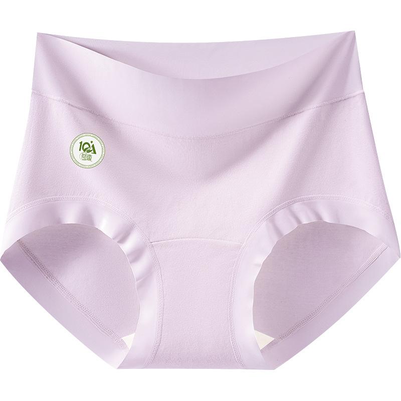 

Female Spring and Summer New Silk Antibacterial Extension Crotch No Trace Breathable High Waist Triangle Briefs XL фіолетовий