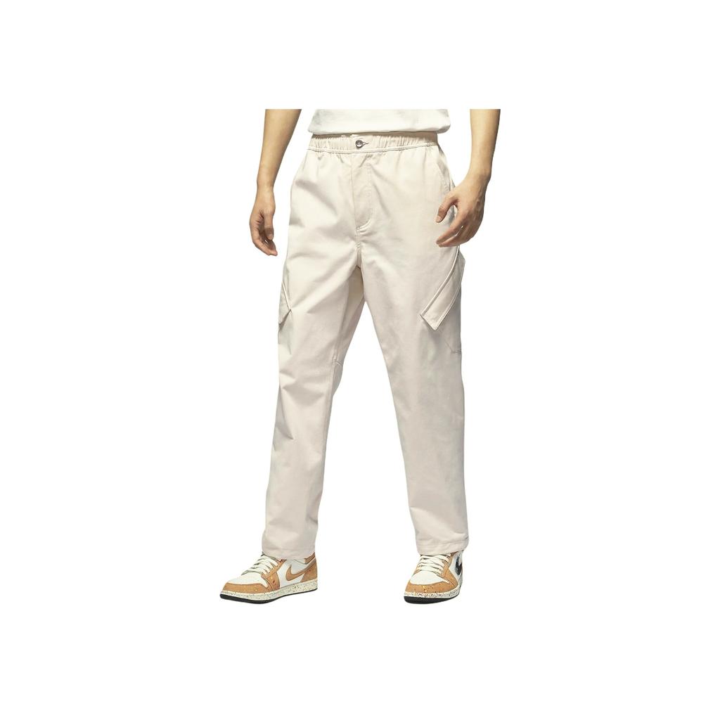Jordan Solid Color Logo Embroidered Mid-Rise Straight-Leg Casual Pants Men Bottoms Beige FB7306-203