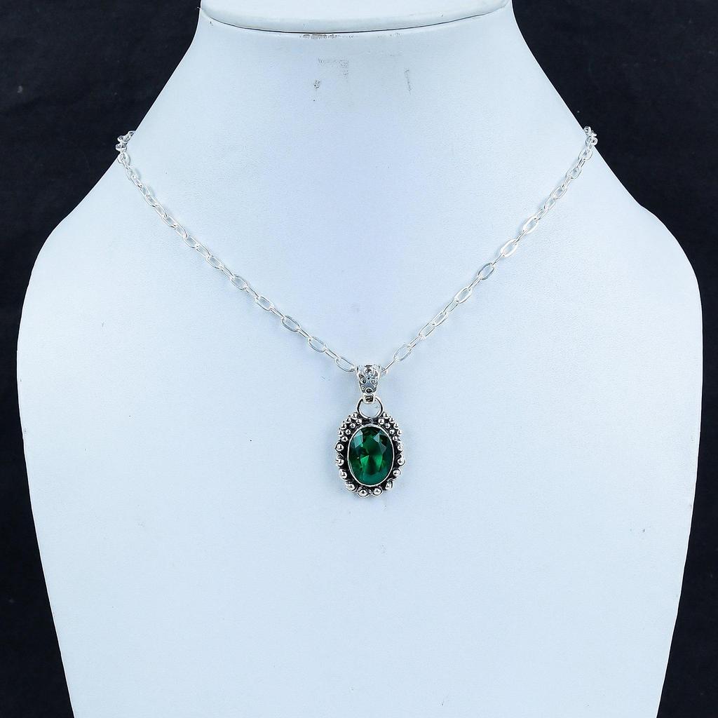 Dainty Green Apatite Gemstone Silver Cross Pendant In 925 Sterling Silver- Handmade Design, Everyday Wear Jewelry, Unique Pendant Easter Gift