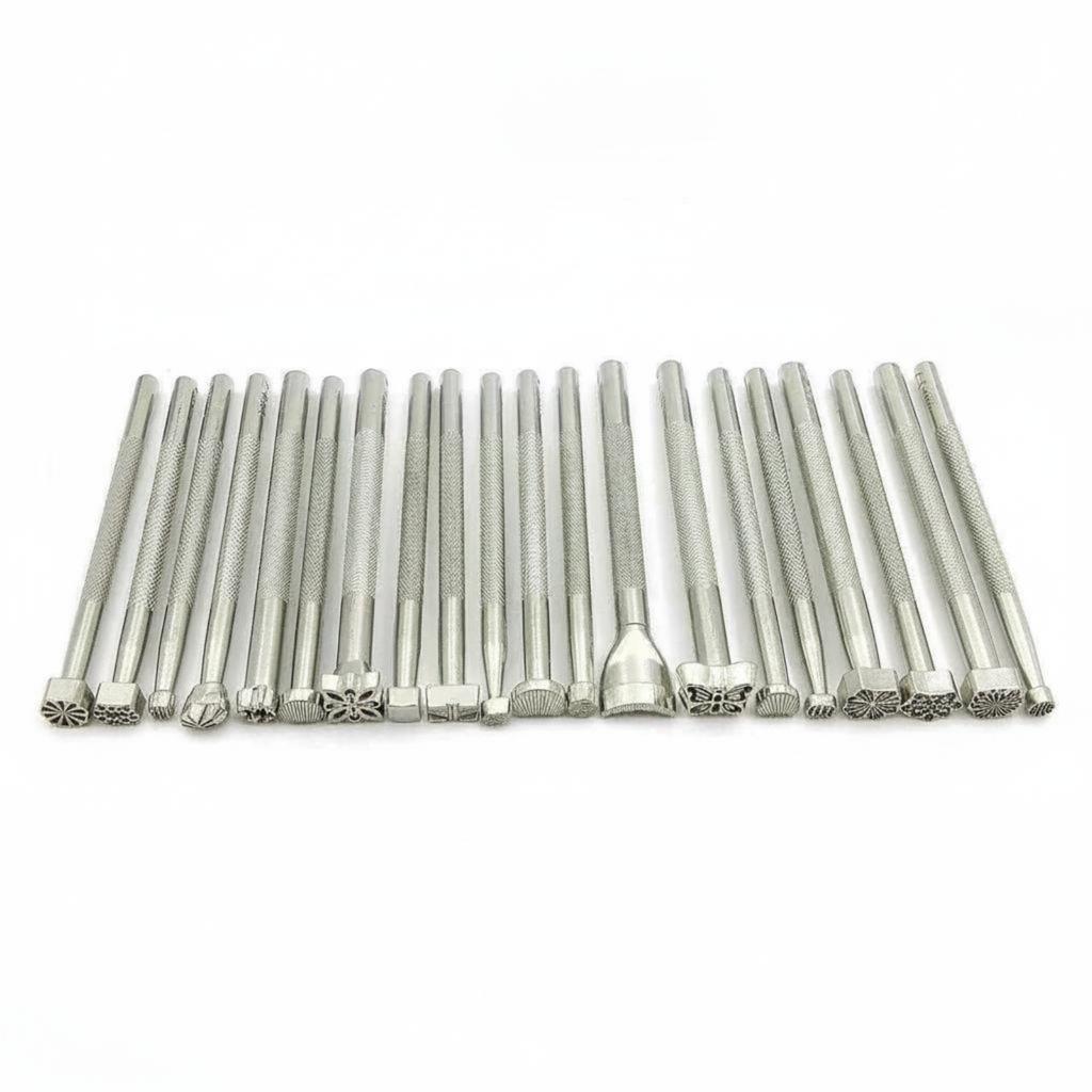 20 Pieces Leather Stamping Tool Set Various Designs Leather Stamp Set Saddle Making Stamp Tools Long-Lasting Metal for Beginners