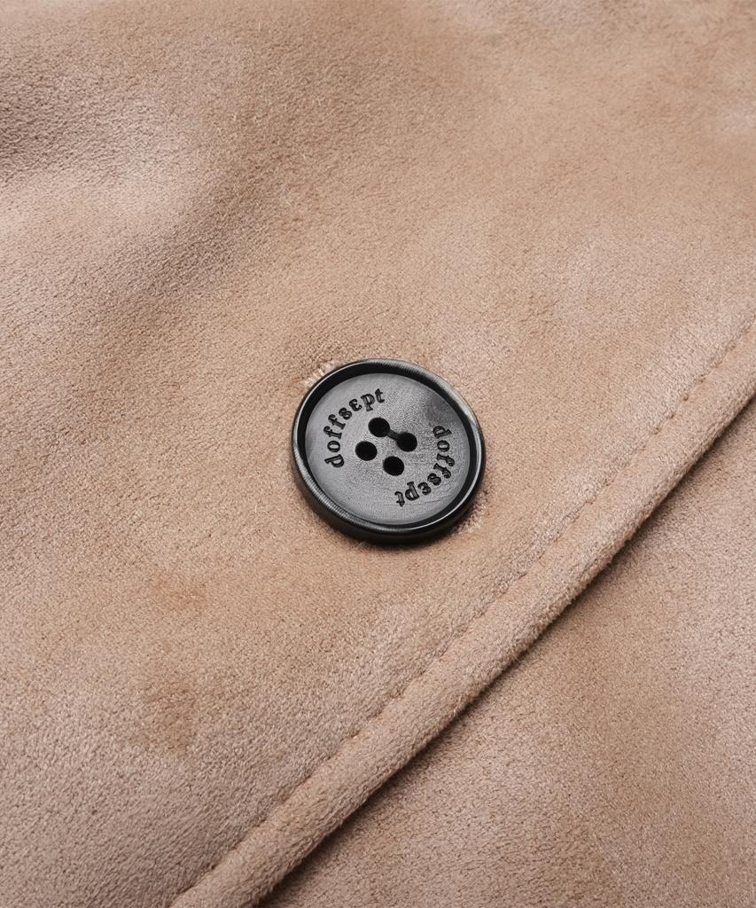 Doffsept Vegan Leather Suede Varsity Jacket In Beige