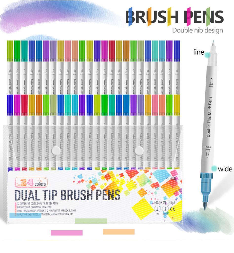 Waterproof Double Tip Art Markers Pen Set for Drawing Sketching Manga Coloring Watercolor Paint Brush Art Stationery Supplies