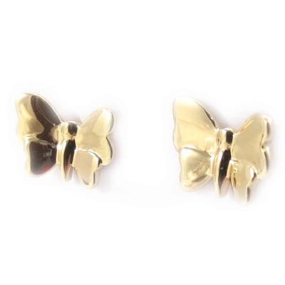 [J8639] - Gold Plated 'Butterflies' Earrings - 7x10 Mm