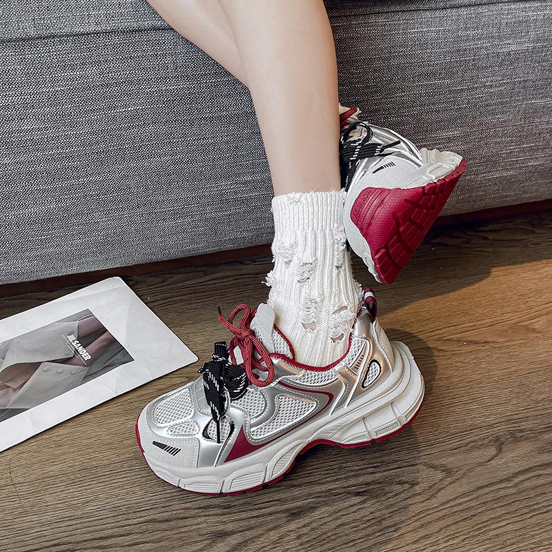 

Marsoonism thick-soled gray dad shoes women s autumn 2024 new ins trendy and lightweight sports casual running shoes 40 бордовый