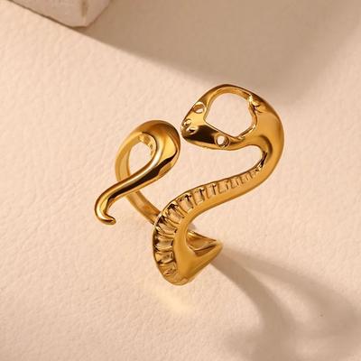 Vintage Stainless Steel Snake Rings For Women Gold Color Geometric Snake Ring Christmas Animal Jewelry Gift