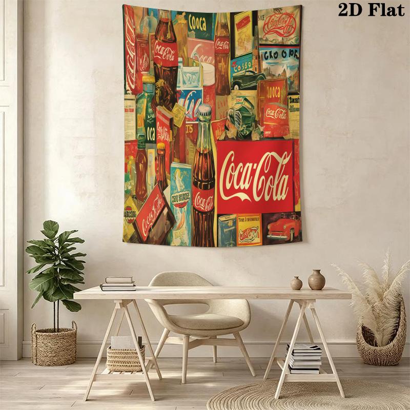 Retro Cocacola Wall Tapestry Tapestry Wallmounted Background Cloth Homestay Soft Decoration Tapestry Home Decor Background Wall Hanging Cloth