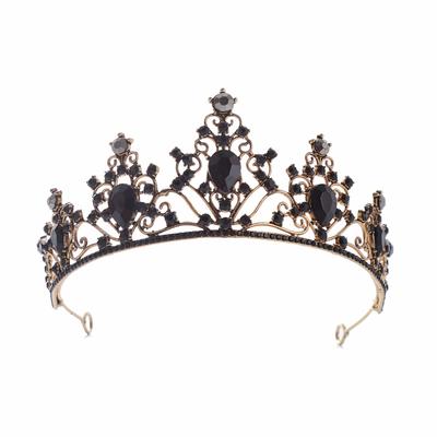 Neue schwarze Hochzeit Brautkrone Mori Stil Strass Legierung Krone Königin Geburtstag Bankett Party Kopfschmuck