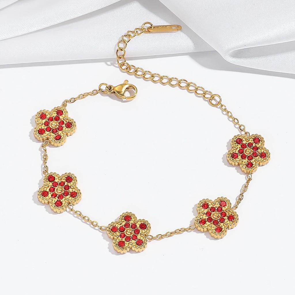 Cherry Epoxy Titanium Steel Bracelet for Women - Sweet Dopamine-Inspired Design