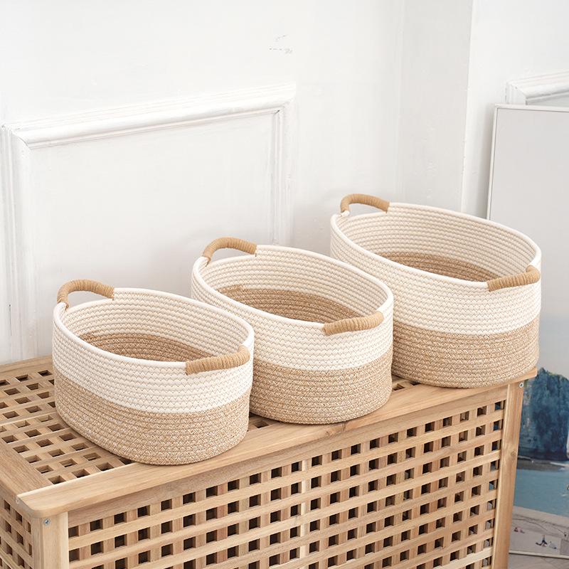 Large Cotton Rope Woven Storage Basket for Toys, Clothes, and Sundries