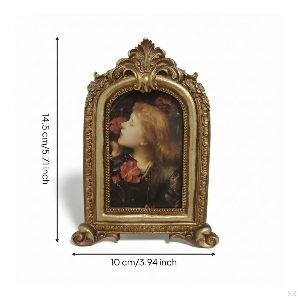 Tabletop Picture Frame Ornate Vintage AntiqueStyle for Decorators, Art Collectors,