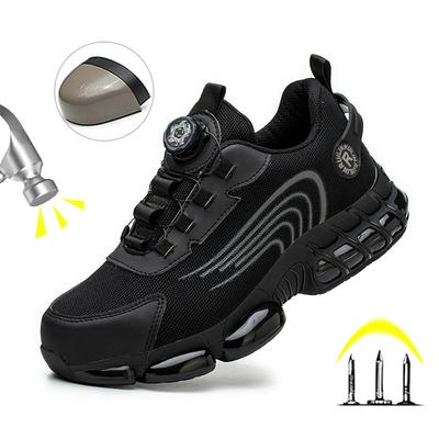 Chaussures de Travail à Bout en Acier à Bouton Rotatif Anti-Perforation Antidérapantes Homme Légères Respirantes Chaussures de Sécurité Chaussures de Travail pour Homme Bottes