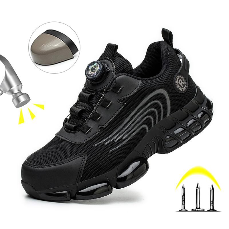 Rotating Button Steel Toe Anti-Puncture Non Slip Work Shoes Man Lightweight Breathable Safety Shoes Men's Work Shoes Boots