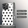Minimal Classic White Black‑Heart Aesthetic Phone Case for iPhone17promax  16 15 14 13 12ProMax 11 11Pro Anti-drop Protection
