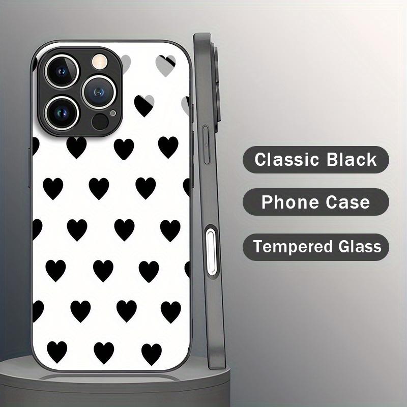 Minimal Classic White Black‑Heart Aesthetic Phone Case for iPhone17promax 16 15 14 13 12ProMax 11 11Pro Anti-drop Protection