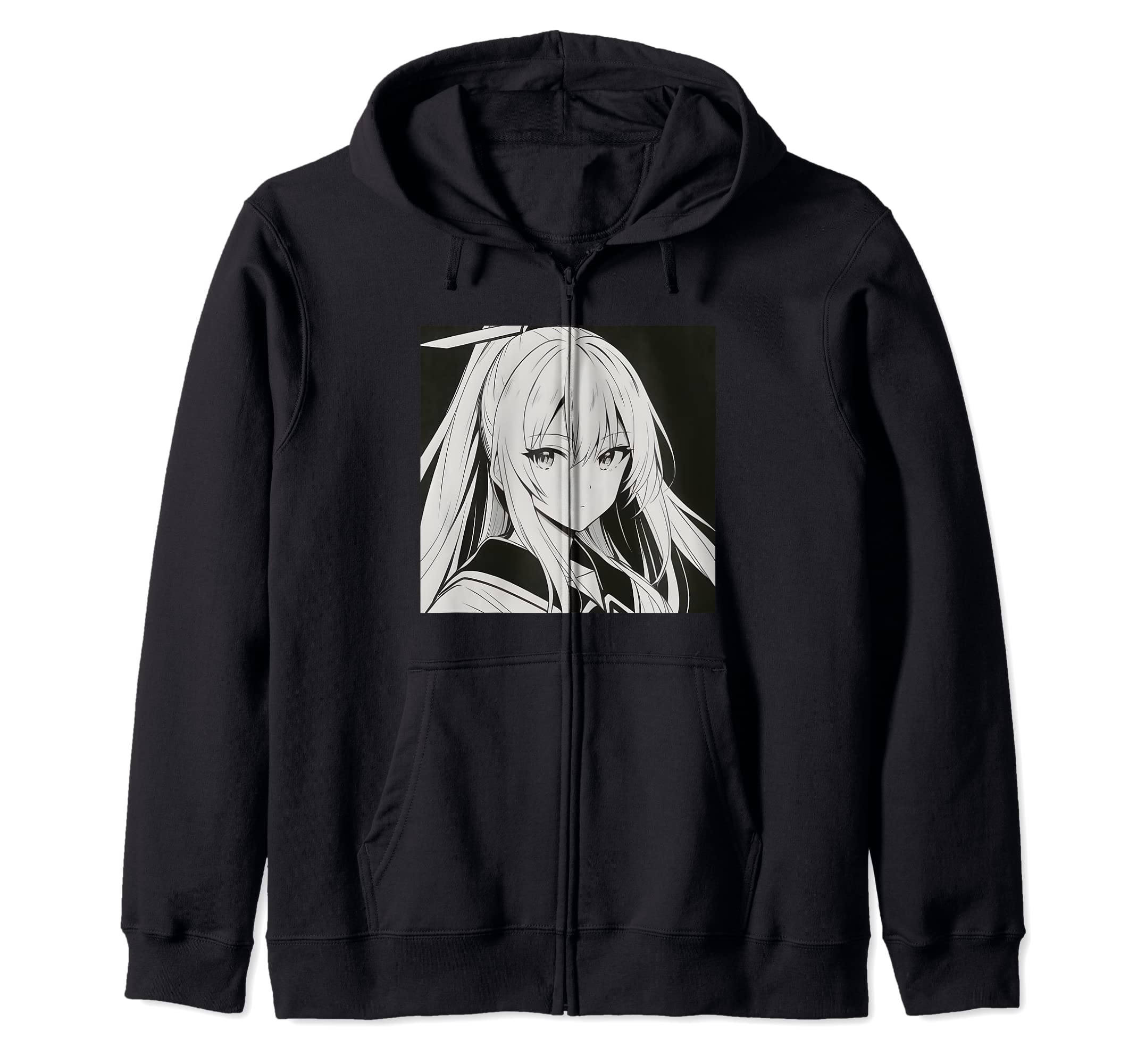 Cute Otaku beauty Japanese anime hoodie manga, Kawaii, salon, goods, zip-up чёрный
