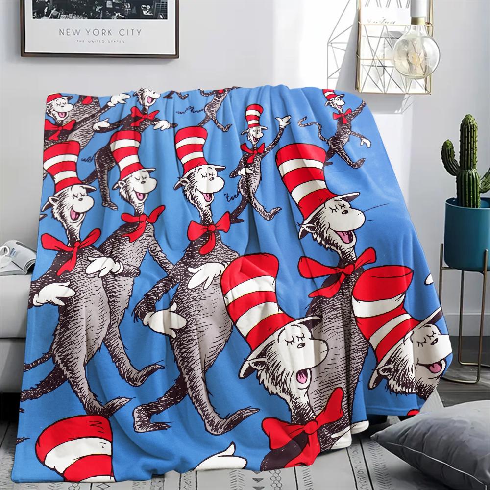 De Kat met de Hoed, patroon Flanellen Deken, Hoge kwaliteit Comfortabel voor Alle Seizoenen, Woondecoratie, Warmte en Comfort, Perfect voor Cadeaus.