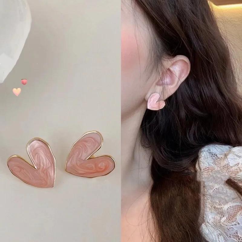 Fashion Simple Design Silver Color Hollow Heart Hoop Earrings for Women Cute Stainless Steel Gold Color Earrings Jewelry Gifts