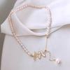 Sweet Butterfly Design Natural Freshwater Pearl 14K Gold Filled Ladies Chains Necklace Wholesale  For Women Gifts