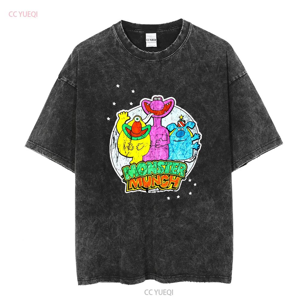 Monster Munch Black D T Shirt Mens Vintage Washed Unisex Soft Homme Fashion Breathable Top For Everyday Wear Stretched