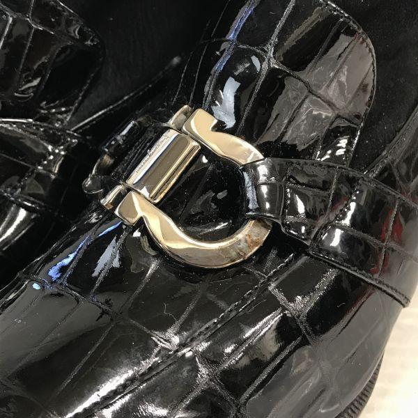 Ferragamo Atenție Design Mocasini cu Bit Cizme Lungi 4.5 22.0 Negru Mocasini Rari(FOLOSIT)