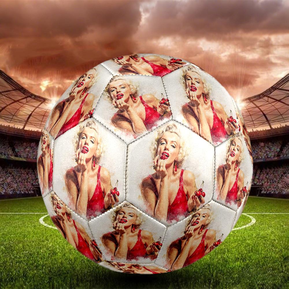Marilyn Monroe Print Size 5 Soccer Ball, Standard Match Football for Sports Game and Team Practice, Ideal Gift for Soccer Fans