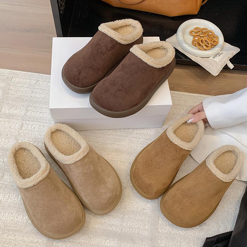 [Fanfna] Casual fluffy drag girl 2025 autumn new baotou half drag cotton shoes piled and thickened to keep warm and versatile