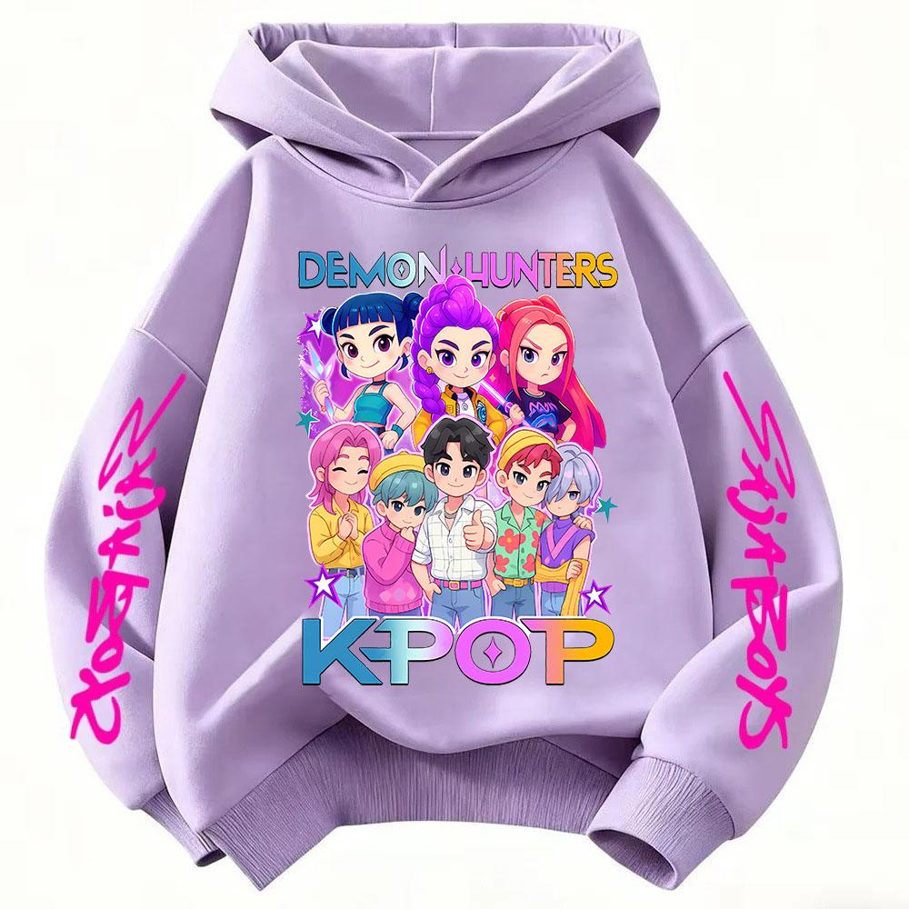 New Kids' Korean-Style Demon Hunter Fashion Casual Girls' Pullover Cartoon Movie Versatile Spring and Autumn Hoodie